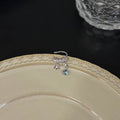 Blue Crystal Iris Flower Ear Cuffs With Sparkling Hoops view 4