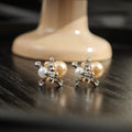 Champagne Pearl Look Crystal Cluster Small Stud Earrings view 3
