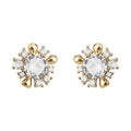 Gold Tone Clear Stone Sunflower Earrings In Clip And Stud Styles view 5