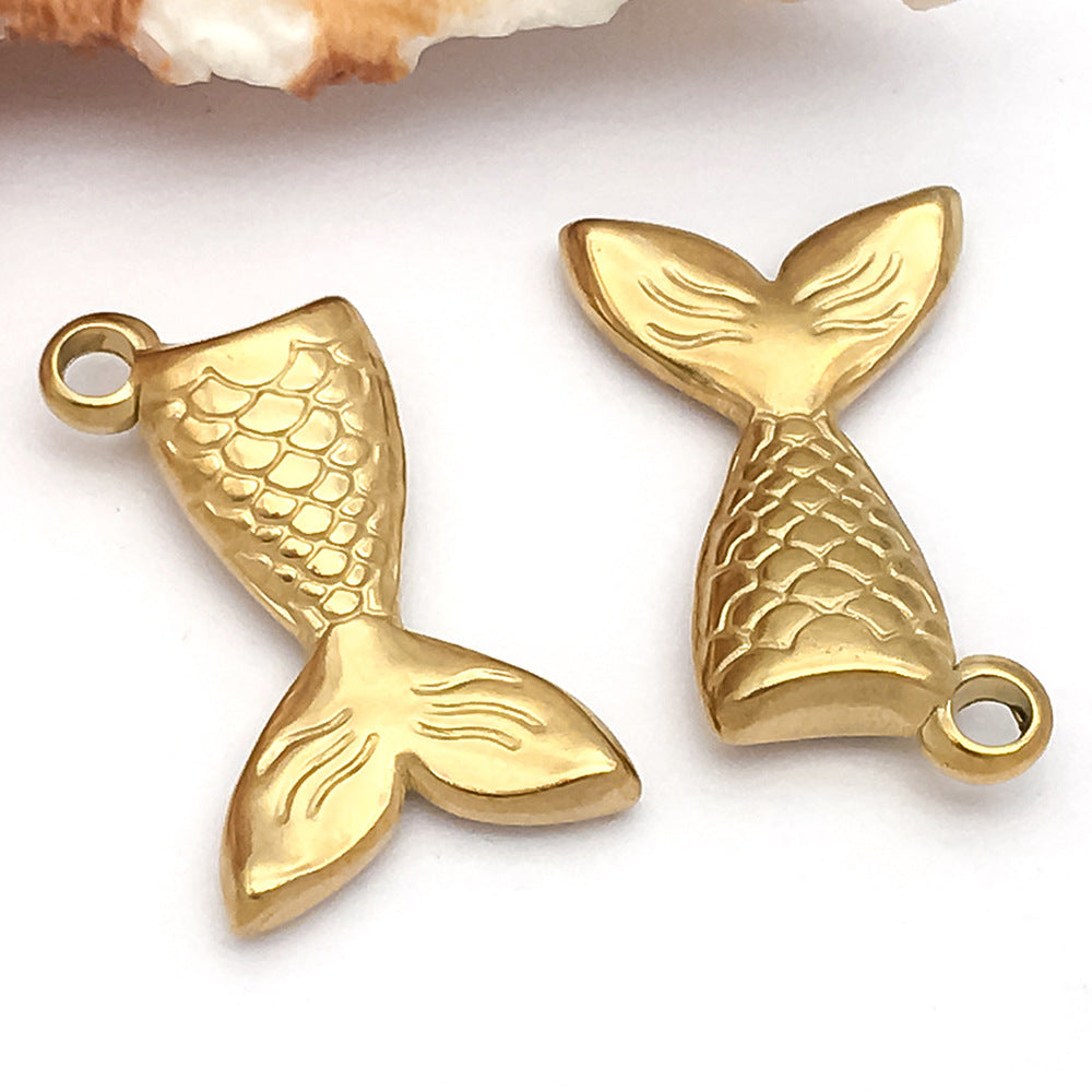 Gold Stainless Steel Shell Conch Fish Ocean Charm Pendant for DIY Bracelet Necklace