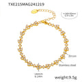 Zircon Heart Link Necklace Bracelet Gold Steel Multicolor view 8