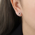 Metal Six Bead Flower Stud Earrings Gold and Steel view 6
