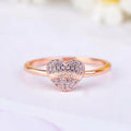 Rose Gold Pave Heart MOM Engraved Finger Ring Sizes 6-10 view 3