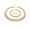 Multi-Layer Crystal Pearl Chokers Necklace Bracelet Earring Sets view 5