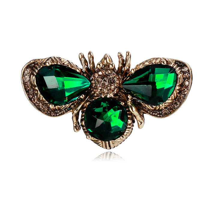 Green Bee Crystal Two Designs Metal Brooch Pin for Jackets and Lapels