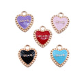 Gold Tone Beaded Heart Enamel Charms with Love Lettering view 5