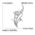 Floral Spray Rhinestone Brooch Clear Crystal Gold Silver Pin view 7