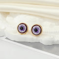 Gold and Silver Tone Glitter Eyeball Round Stud Earrings view 4