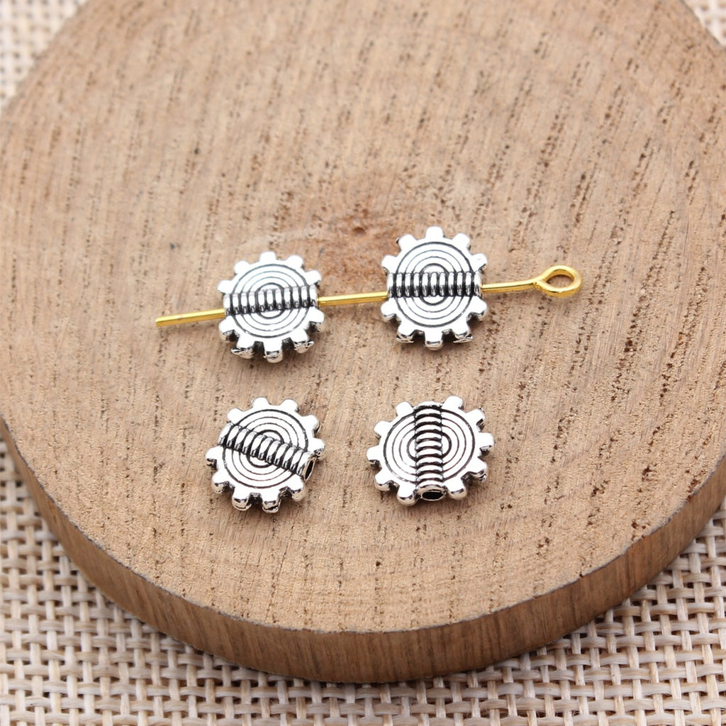 9.8x8.3mm 0.53g Antique Silver Zinc Alloy Gear Tooth Small Hole Beads for DIY Bracelet Jewelry Making
