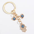Evil Eye Hamsa Charm Keychain with Rhinestone Accents view 3