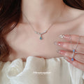 Silver Blue Zirconia Teardrop Pendant Necklace Two Styles view 2