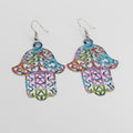 Rainbow Hamsa Heart and Butterfly Openwork Hook Earrings view 5