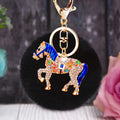 Crystal Horse Keychains with Faux Fur Pompoms in Twenty Two Options view 10