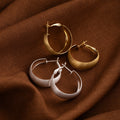 Gold and Silver Tone Wide Matte Rounded Hoop Earrings view 2