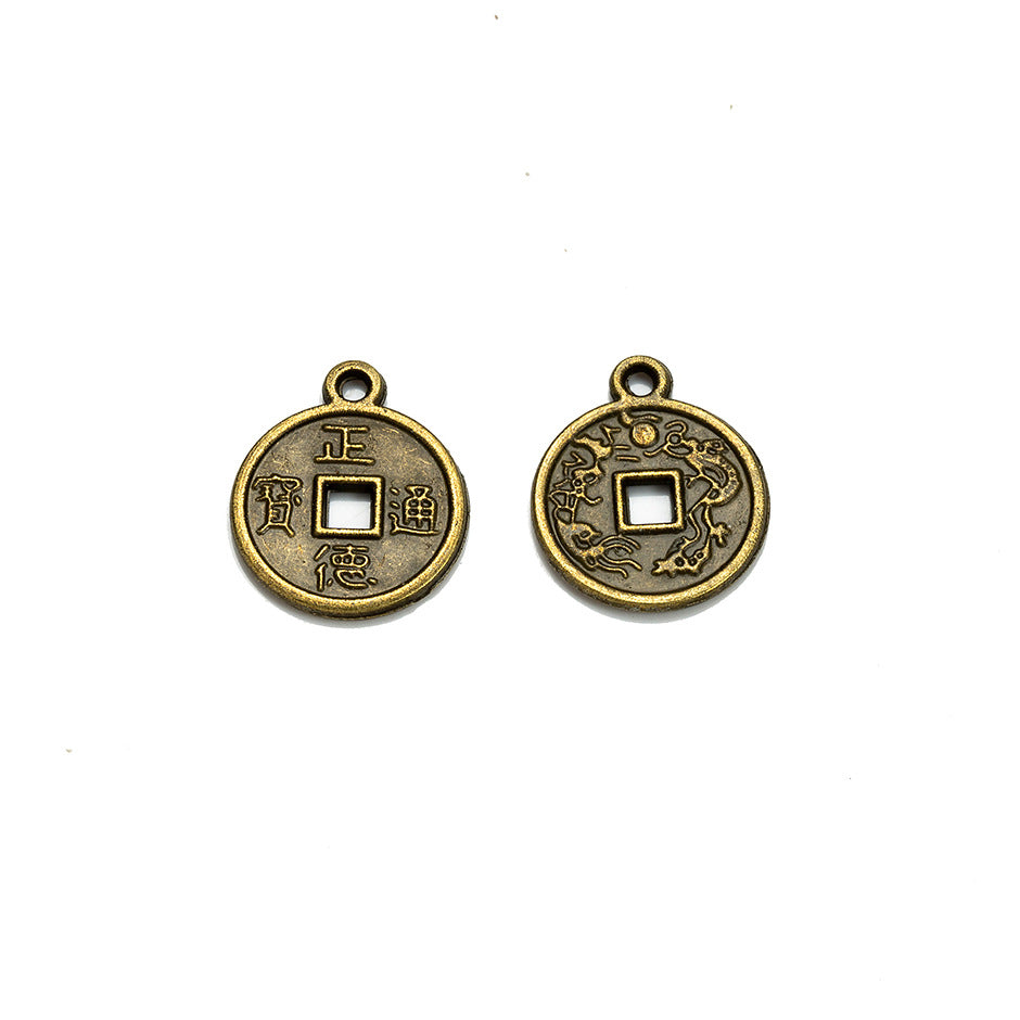 Alloy Chinese Coin Charm Pendant 15mm