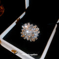 Silver Tone Radiating Clear Marquise Crystal Cluster Statement Ring view 2