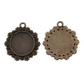 Daisy Edge Round Cabochon Pendant Trays in Two Finishes view 2
