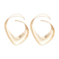 Irregular Open Drop Hoop Earrings in Gold and Silver Tones view 5