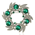 Leaf Wreath Crystal Brooch Pin in Purple or Green Decorative Jewelry view 1