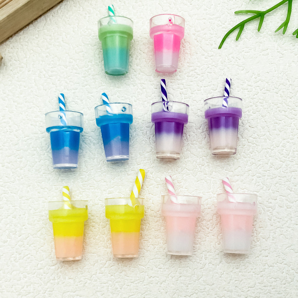 Resin Milk Tea Milkshake Cup with Straw charm pendants for DIY bag phone chain decor