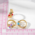 Gold Tone Textured Multiband Evil Eye Adjustable Rings view 4