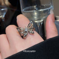 Butterfly Open Rings Openwork Metal and Crystal Wings Three Styles view 3