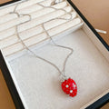 Strawberry Pendant Necklace in Red and White Options view 6