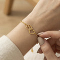 Gold Cat Paw And Heart Interlock Chain Bracelet Band view 1