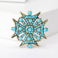 Eight Point Beaded Star Brooch in Red or Turquoise view 7