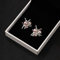 Pink Pearl Look Spider Novelty Silver Tone Stud Earrings view 3
