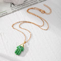 Gold Tone Colorful Hamsa Evil Eye Pendant Necklaces in Six Colors view 2