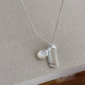 Comb Pendant Fine Chain Necklace In Two Metal Tones view 2