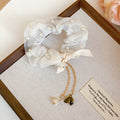 Organza Bow And Pearl Scrunchies With Charm Tassels view 10