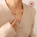 Green Teardrop Stone Leaf Pendant Necklace Metal Finishes view 4
