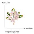 Flower Cluster Brooch In Metal With Pale Enamel Blossoms And Green Leaves view 7