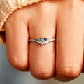 Silver Tone Chevron Ring with Blue and Clear Stones view 1