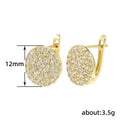 Gold Tone Round Pave Disc Clip On Earrings One Pair view 5