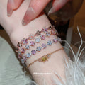 Clasp Zircon Flower Pearl Tennis Bracelet Four Metal Styles view 4