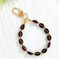 Coffee Bean Bead Bracelet Keychain With Gold Clasp view 8
