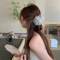 Sheer Mesh Flower Hair Claw Clip Blue Floral Style view 3