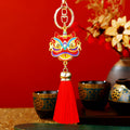 Enamel Lion Dance Head Tassel Keychains in Two Distinct Constructions view 6