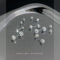 Silver Tone Double End Rhinestone Ball Barbell Studs In Four Sizes view 2