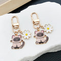Siamese Cat and White Daisy Enamel Clip Keychain Eight-Style Collection view 1