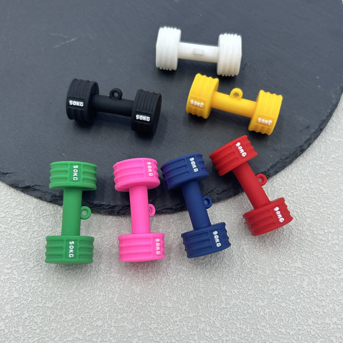 Silicone Dumbbell Charm Pendant 50KG Print Seven Colors