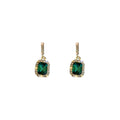 Green Square Crystal Drop Earrings in Gold Tone Fashion Jewelry Accessories view 5