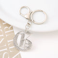 Silver Rhinestone Letter Keychain Initial Metal Bag Charm view 12