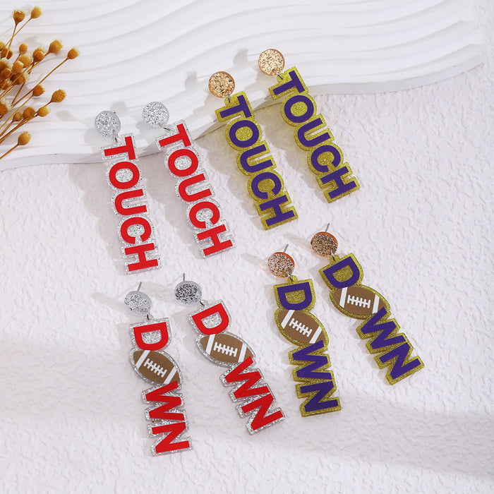 Touch Down Football Colorful Acrylic Dangle Stud Earrings