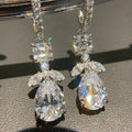 Silver Tone Square Marquise Pear Drop Huggie Earrings view 2