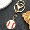 White Baseball Ball Metal Lobster Clasp Keychain Charm view 2