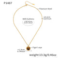 Titanium Steel Rope Chain Round Pendant Tiger Eye Turquoise view 7